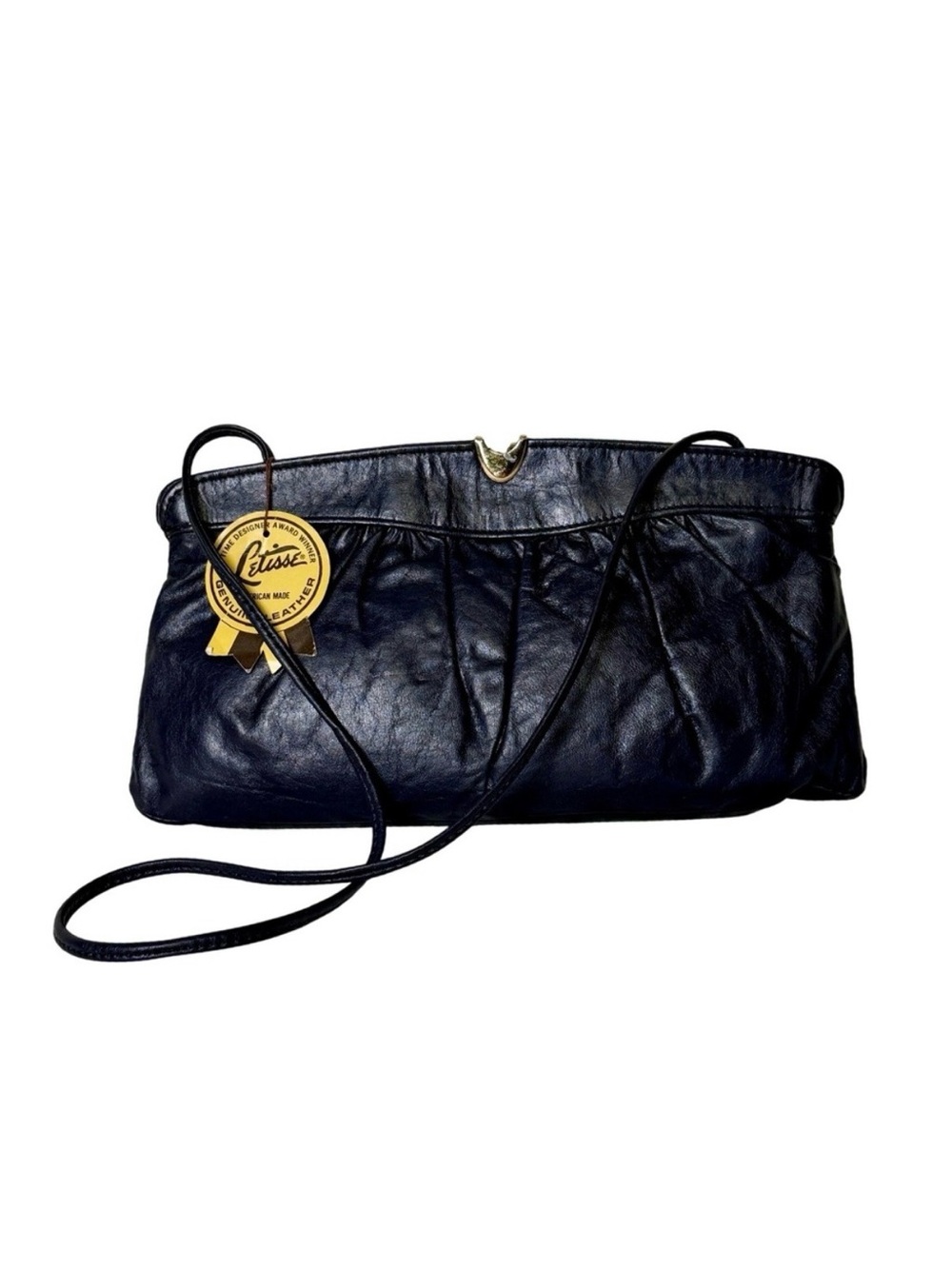 Letisse Leather Shoulder Bag Navy Blue Vintage NWT Whimsigoth Office Siren 90s